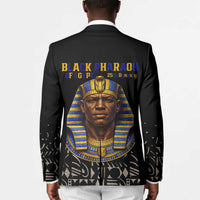 Taharqa Blazer with Black Pharaoh Portrait, 25th Dynasty of Egypt Text and Nubian-Inspired - Wonder Print Shop