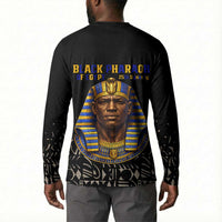 Taharqa Button Sweatshirt with Black Pharaoh Portrait, 25th Dynasty of Egypt Text and Nubian-Inspired
