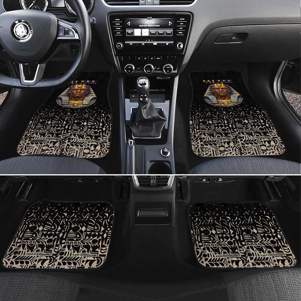 Taharqa Car Mats with Black Pharaoh Portrait, 25th Dynasty of Egypt Text and Nubian-Inspired - Wonder Print Shop