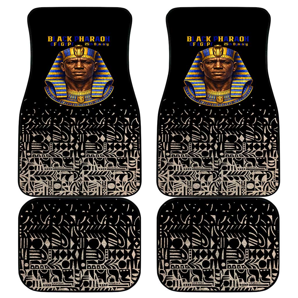Taharqa Car Mats with Black Pharaoh Portrait, 25th Dynasty of Egypt Text and Nubian-Inspired - Wonder Print Shop