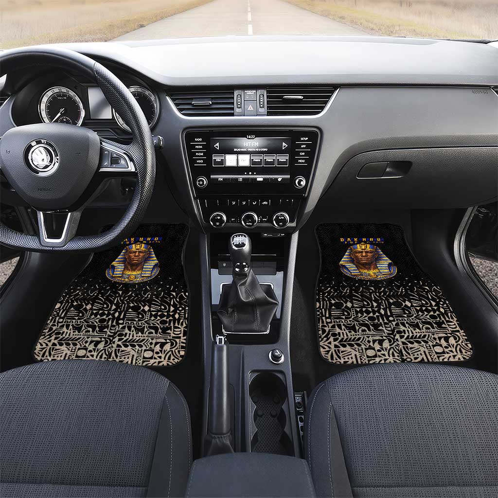 Taharqa Car Mats with Black Pharaoh Portrait, 25th Dynasty of Egypt Text and Nubian-Inspired - Wonder Print Shop