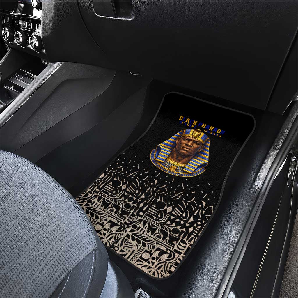 Taharqa Car Mats with Black Pharaoh Portrait, 25th Dynasty of Egypt Text and Nubian-Inspired - Wonder Print Shop