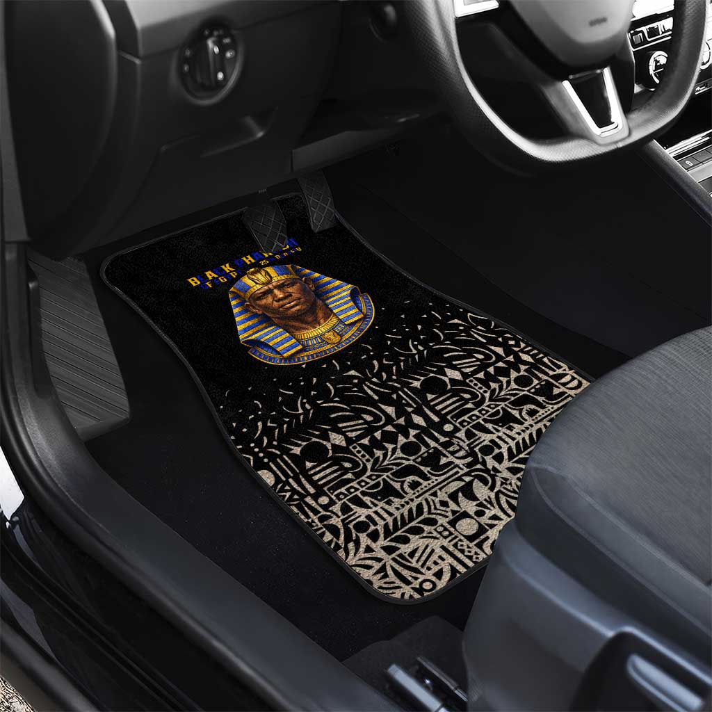 Taharqa Car Mats with Black Pharaoh Portrait, 25th Dynasty of Egypt Text and Nubian-Inspired - Wonder Print Shop