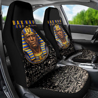 Taharqa Car Seat Cover with Black Pharaoh Portrait, 25th Dynasty of Egypt Text and Nubian-Inspired - Wonder Print Shop