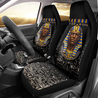 Taharqa Car Seat Cover with Black Pharaoh Portrait, 25th Dynasty of Egypt Text and Nubian-Inspired - Wonder Print Shop