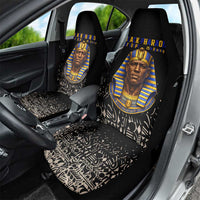 Taharqa Car Seat Cover with Black Pharaoh Portrait, 25th Dynasty of Egypt Text and Nubian-Inspired - Wonder Print Shop