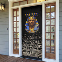 Taharqa Door Cover with Black Pharaoh Portrait, 25th Dynasty of Egypt Text and Nubian-Inspired - Wonder Print Shop