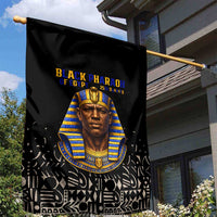 Taharqa Garden Flag with Black Pharaoh Portrait, 25th Dynasty of Egypt Text and Nubian-Inspired - Wonder Print Shop