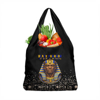 Taharqa Grocery Bag with Black Pharaoh Portrait, 25th Dynasty of Egypt Text and Nubian-Inspired - Wonder Print Shop