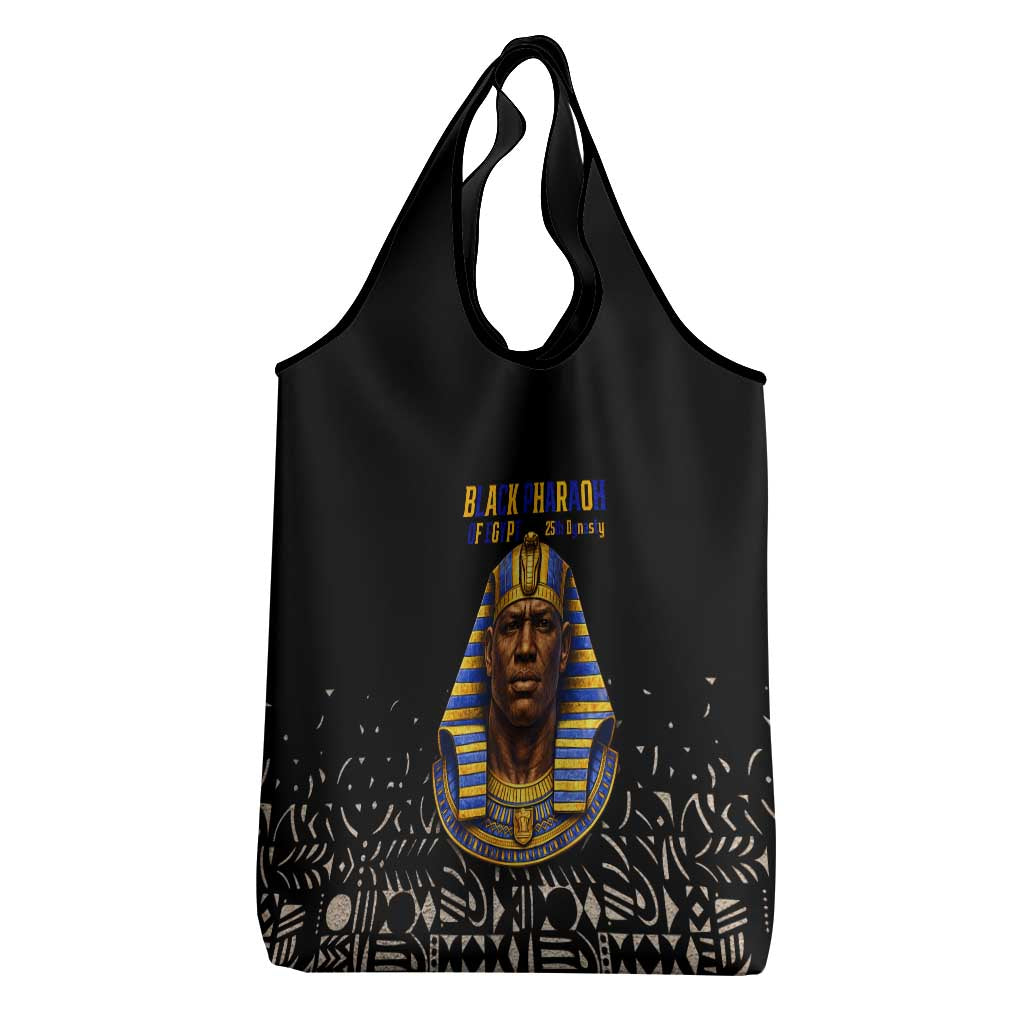 Taharqa Grocery Bag with Black Pharaoh Portrait, 25th Dynasty of Egypt Text and Nubian-Inspired - Wonder Print Shop