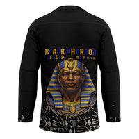 Taharqa Hockey Jersey with Black Pharaoh Portrait, 25th Dynasty of Egypt Text and Nubian-Inspired - Wonder Print Shop