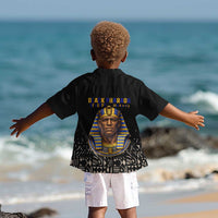 Taharqa Kid Hawaiian Shirt with Black Pharaoh Portrait, 25th Dynasty of Egypt Text and Nubian-Inspired - Wonder Print Shop