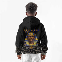 Taharqa Kid Hoodie with Black Pharaoh Portrait, 25th Dynasty of Egypt Text and Nubian-Inspired - Wonder Print Shop