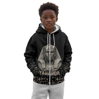 Taharqa Kid Hoodie with Black Pharaoh Portrait, 25th Dynasty of Egypt Text and Nubian-Inspired - Wonder Print Shop