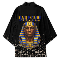 Taharqa Kimono with Black Pharaoh Portrait, 25th Dynasty of Egypt Text and Nubian-Inspired - Wonder Print Shop