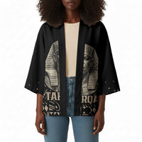 Taharqa Kimono with Black Pharaoh Portrait, 25th Dynasty of Egypt Text and Nubian-Inspired - Wonder Print Shop