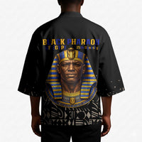 Taharqa Kimono with Black Pharaoh Portrait, 25th Dynasty of Egypt Text and Nubian-Inspired - Wonder Print Shop