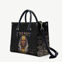 Taharqa Leather Bag with Black Pharaoh Portrait, 25th Dynasty of Egypt Text and Nubian-Inspired - Wonder Print Shop