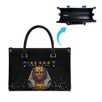 Taharqa Leather Bag with Black Pharaoh Portrait, 25th Dynasty of Egypt Text and Nubian-Inspired - Wonder Print Shop