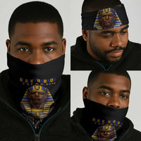Taharqa Neck Gaiter with Black Pharaoh Portrait, 25th Dynasty of Egypt Text and Nubian-Inspired - Wonder Print Shop