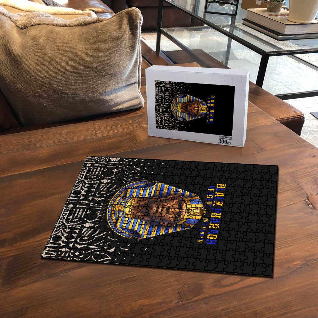 Taharqa Puzzle with Black Pharaoh Portrait, 25th Dynasty of Egypt Text and Nubian-Inspired - Wonder Print Shop