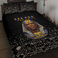 Taharqa Quilt Bed Set with Black Pharaoh Portrait, 25th Dynasty of Egypt Text and Nubian-Inspired - Wonder Print Shop