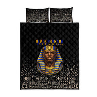 Taharqa Quilt Bed Set with Black Pharaoh Portrait, 25th Dynasty of Egypt Text and Nubian-Inspired - Wonder Print Shop