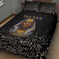 Taharqa Quilt Bed Set with Black Pharaoh Portrait, 25th Dynasty of Egypt Text and Nubian-Inspired - Wonder Print Shop