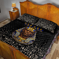 Taharqa Quilt Bed Set with Black Pharaoh Portrait, 25th Dynasty of Egypt Text and Nubian-Inspired - Wonder Print Shop