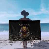Taharqa Sarong with Black Pharaoh Portrait, 25th Dynasty of Egypt Text and Nubian-Inspired - Wonder Print Shop