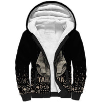 Taharqa Sherpa Hoodie with Black Pharaoh Portrait, 25th Dynasty of Egypt Text and Nubian-Inspired - Wonder Print Shop