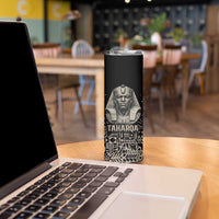 Taharqa Skinny Tumbler with Black Pharaoh Portrait, 25th Dynasty of Egypt Text and Nubian-Inspired - Wonder Print Shop