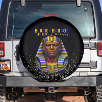 Taharqa Spare Tire Cover with Black Pharaoh Portrait, 25th Dynasty of Egypt Text and Nubian-Inspired - Wonder Print Shop