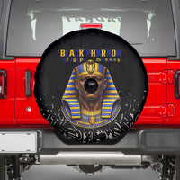 Taharqa Spare Tire Cover with Black Pharaoh Portrait, 25th Dynasty of Egypt Text and Nubian-Inspired - Wonder Print Shop
