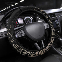 Taharqa Steering Wheel Cover with Black Pharaoh Portrait, 25th Dynasty of Egypt Text and Nubian-Inspired - Wonder Print Shop