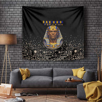 Taharqa Tapestry with Black Pharaoh Portrait, 25th Dynasty of Egypt Text and Nubian-Inspired - Wonder Print Shop
