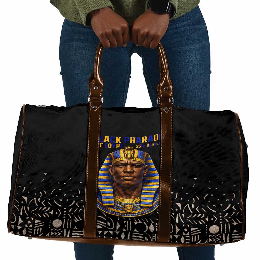 Taharqa Travel Bag with Black Pharaoh Portrait, 25th Dynasty of Egypt Text and Nubian-Inspired - Wonder Print Shop