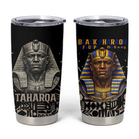 Taharqa Tumbler Cup with Black Pharaoh Portrait, 25th Dynasty of Egypt Text and Nubian-Inspired - Wonder Print Shop