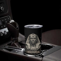 Taharqa Tumbler Cup with Black Pharaoh Portrait, 25th Dynasty of Egypt Text and Nubian-Inspired - Wonder Print Shop