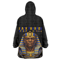 Taharqa Wearable Blanket Hoodie with Black Pharaoh Portrait, 25th Dynasty of Egypt Text and Nubian-Inspired - Wonder Print Shop