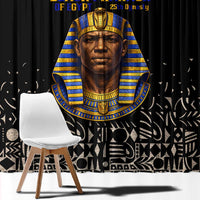 Taharqa Window Curtain with Black Pharaoh Portrait, 25th Dynasty of Egypt Text and Nubian-Inspired - Wonder Print Shop
