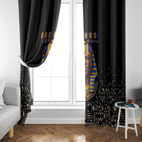 Taharqa Window Curtain with Black Pharaoh Portrait, 25th Dynasty of Egypt Text and Nubian-Inspired - Wonder Print Shop