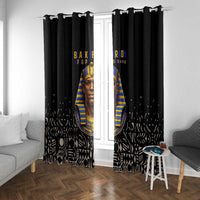 Taharqa Window Curtain with Black Pharaoh Portrait, 25th Dynasty of Egypt Text and Nubian-Inspired - Wonder Print Shop