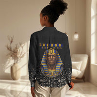 Taharqa Women Casual Shirt with Black Pharaoh Portrait, 25th Dynasty of Egypt Text and Nubian-Inspired - Wonder Print Shop