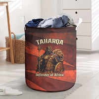 Taharqa Laundry Basket with Warrior Portrait, Lion of Kush Title and Bold Red Defender of Africa - Wonder Print Shop