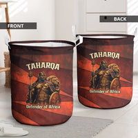 Taharqa Laundry Basket with Warrior Portrait, Lion of Kush Title and Bold Red Defender of Africa - Wonder Print Shop