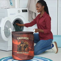 Taharqa Laundry Basket with Warrior Portrait, Lion of Kush Title and Bold Red Defender of Africa - Wonder Print Shop