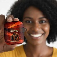 Taharqa AirPods Case with Warrior Portrait, Lion of Kush Title and Bold Red Defender of Africa - Wonder Print Shop