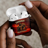 Taharqa AirPods Case with Warrior Portrait, Lion of Kush Title and Bold Red Defender of Africa - Wonder Print Shop