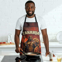 Taharqa Apron with Warrior Portrait, Lion of Kush Title and Bold Red Defender of Africa - Wonder Print Shop